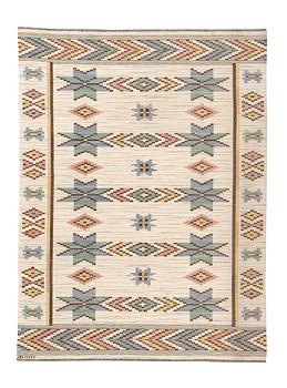 209. Märta Måås-Fjetterström, matto, "Vit botten", flat weave, ca 296,5 x 220,5-222,5 cm, signed AB MMF.