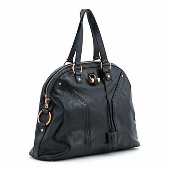 619. Yves Saint Laurent, YVES SAINT LAURENT, a black leather shoulder bag, "Muse".