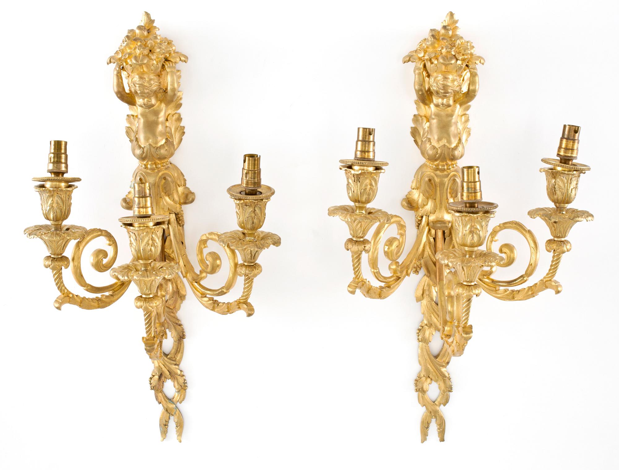 VÄGGAPPLIQUER, brons. Louis XVI-stil ca 1870.