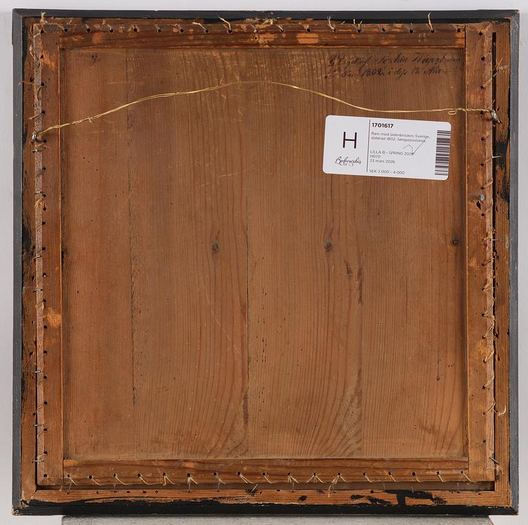 A late Gustavian frame and silk embroidery, dated 1802.