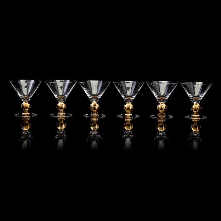 Six Gunnar Cyrén 'Nobel' martini/champagne glasses, for Orrefors.