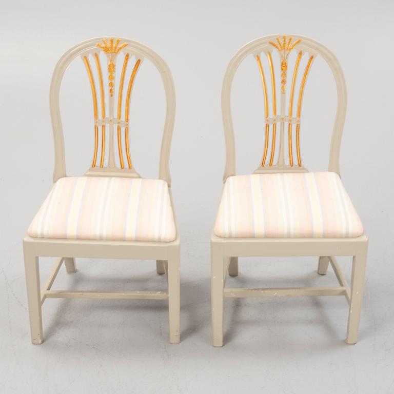 A pair of late Gustavian style chairs, Lindome, first half of the 19th century.