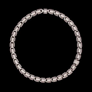 1291. A white gold and diamond necklace, tot. app. 1.50 cts.