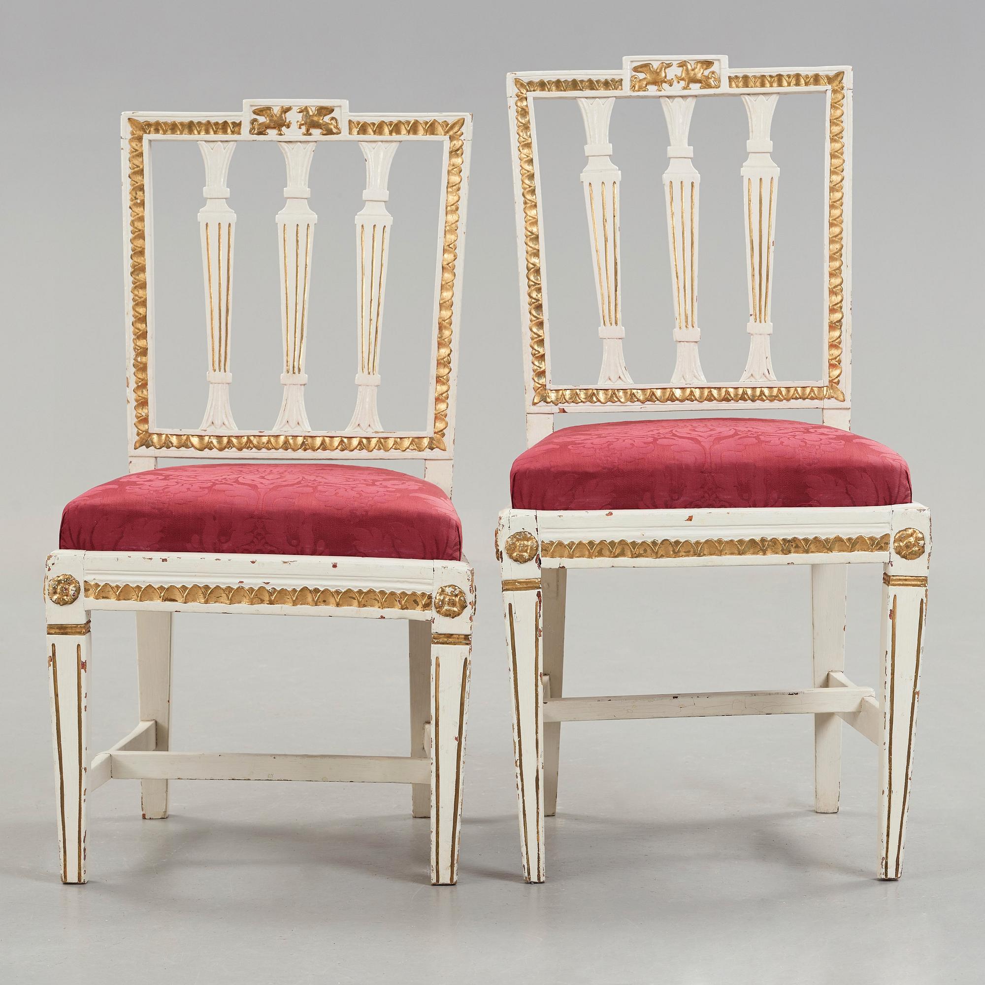 A pair of late Gustavian circa 1800 chairs.