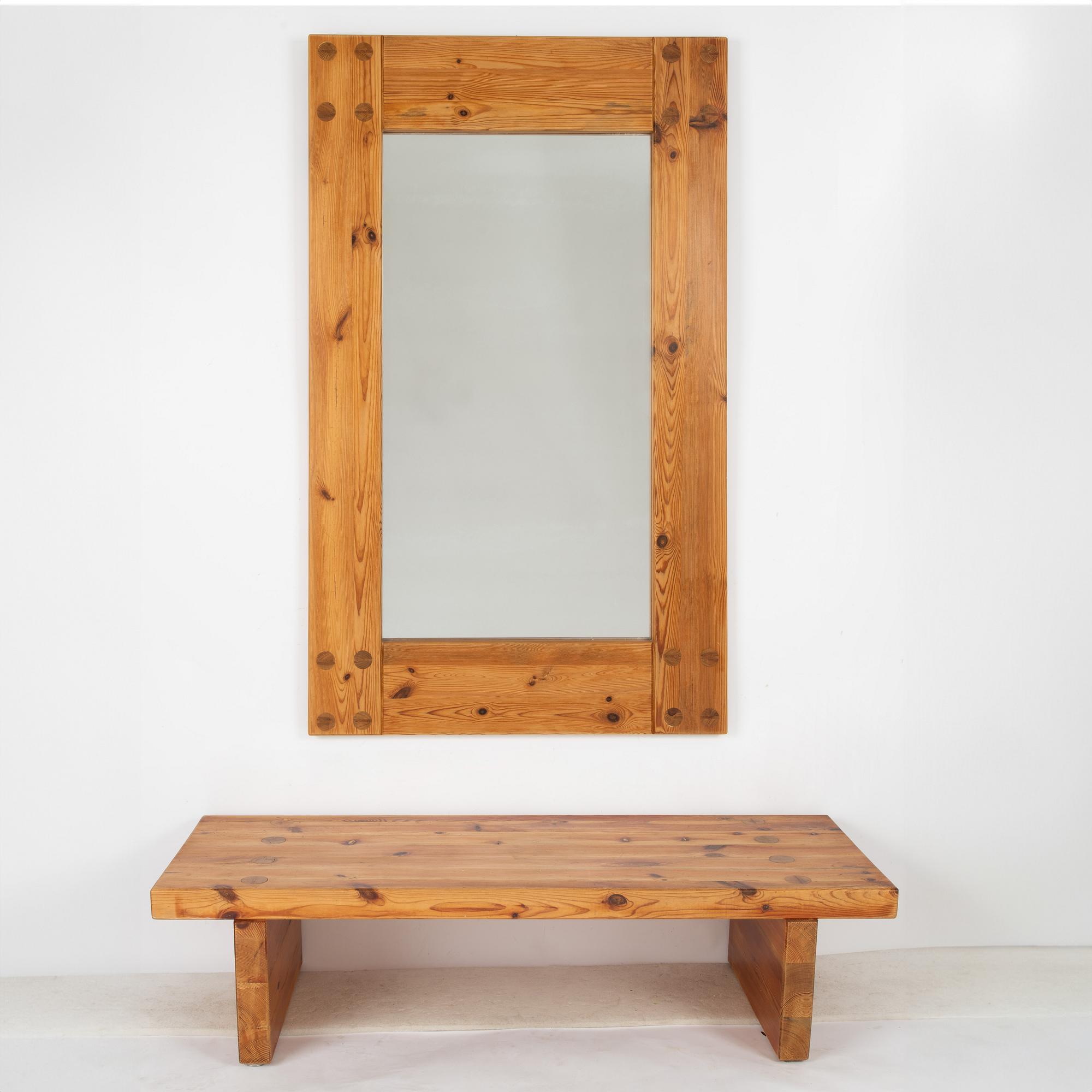 Sven Larsson, bench and mirror, Möbel-Shop AB, 1970s.