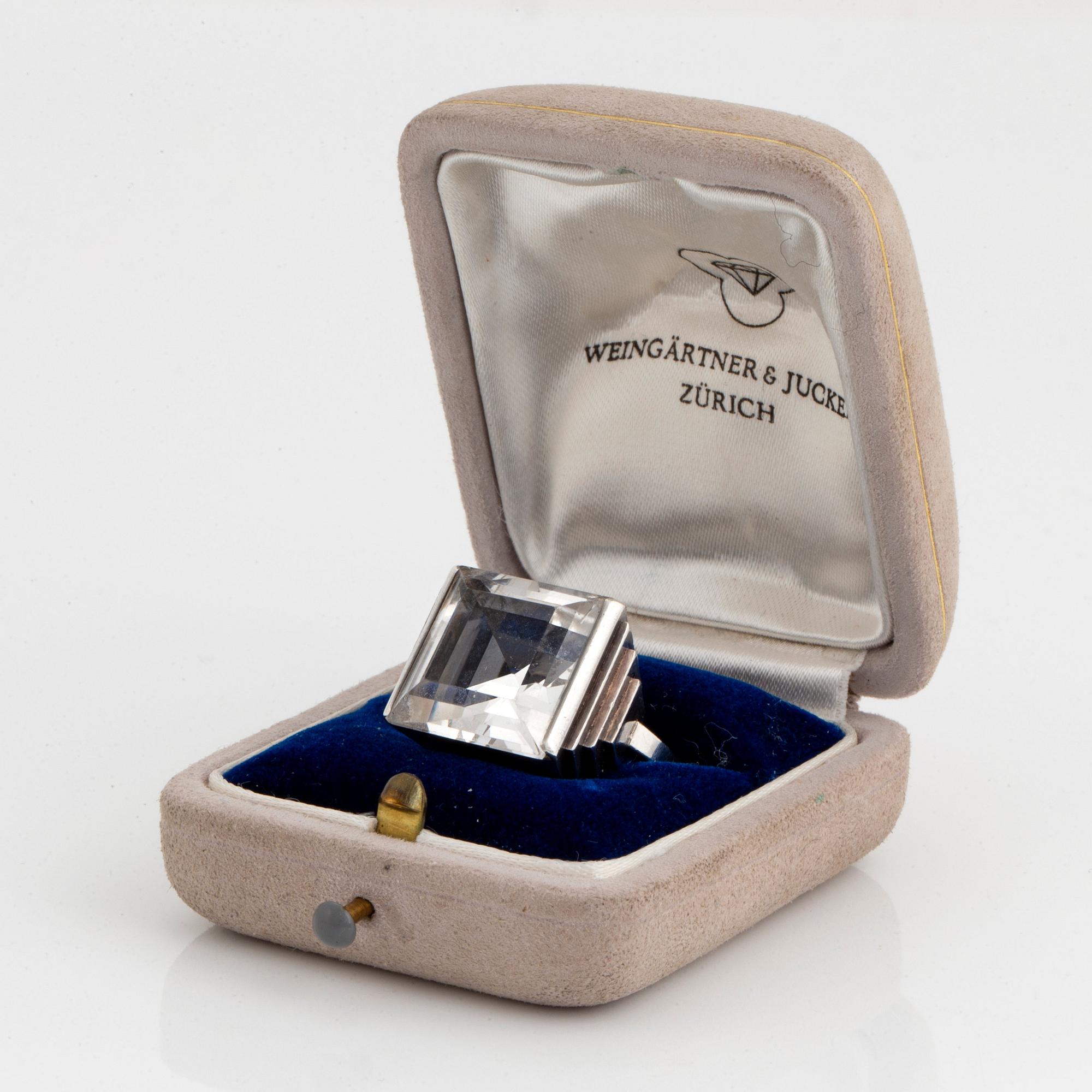 Wiwen Nilsson, a sterling silver ring with a facet cut rock crystal, Lund, Sweden 1965.