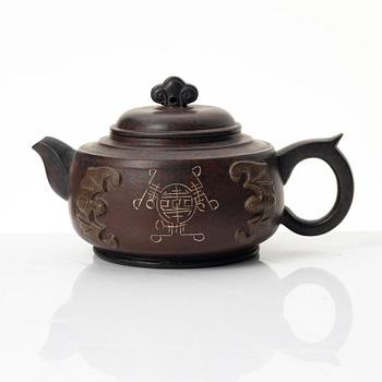 A 'bat' yixing teapot, China 1980s.