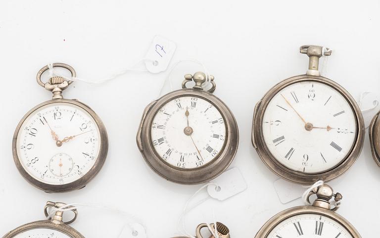 Pocket Watch Collection, 13 pcs, silver/plated gold.