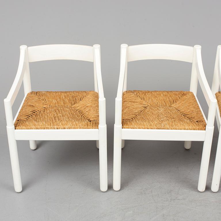 VICO MAGISTRETTI, stolar, 4 st, "Carimate", Cassina, Italien.