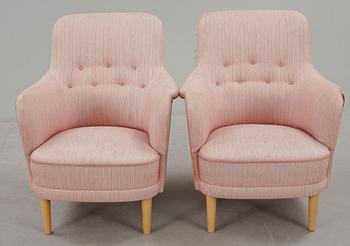 FÅTÖLJER, ett par, "Samsas", Carl Malmsten, OH Sjögren, Tranås, 1900-talets andra hälft.