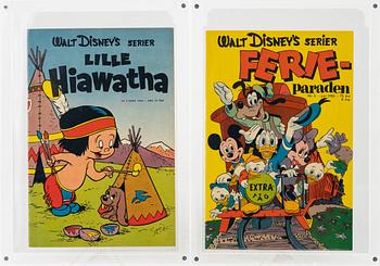 Serietidningar, 2 st, Walt Disney´s serier "Lille Hiawatha" nr 3, Mars 1954 samt "Ferie-paraden" Nr 6, juni 1955.