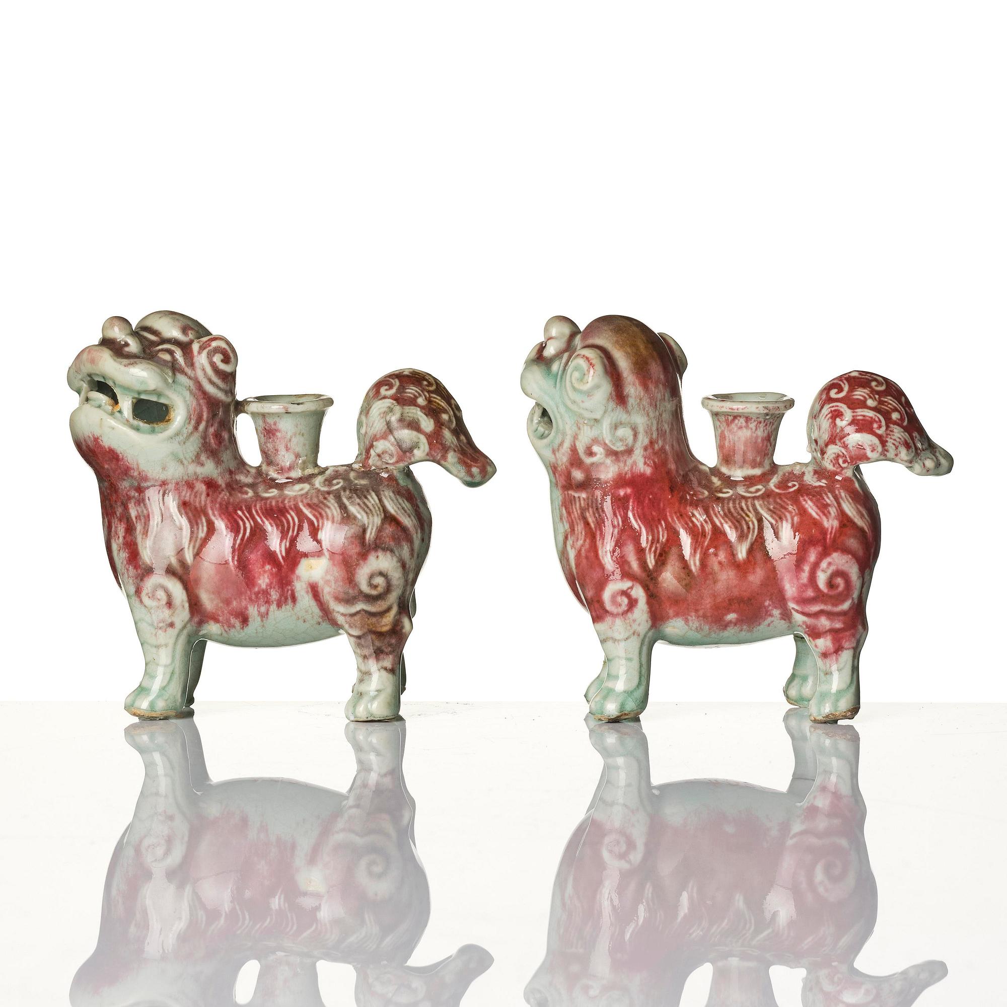 A pair of joss stick/candle holders, Qing dynasty, 18th century.
