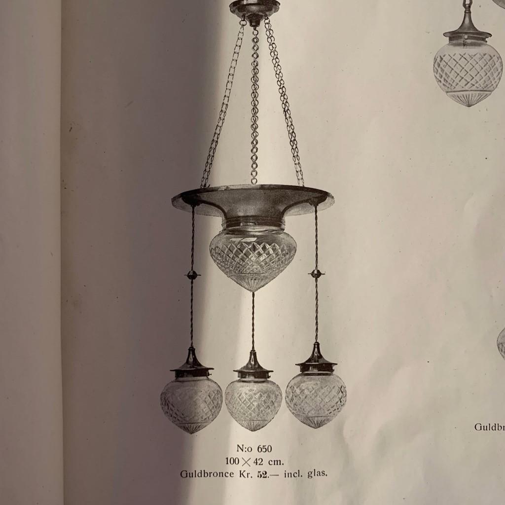Sven & Hugo Malmströms metallvarufabrik, an Art Nouveau ceiling lamp model "650", Malmö, 1910s.