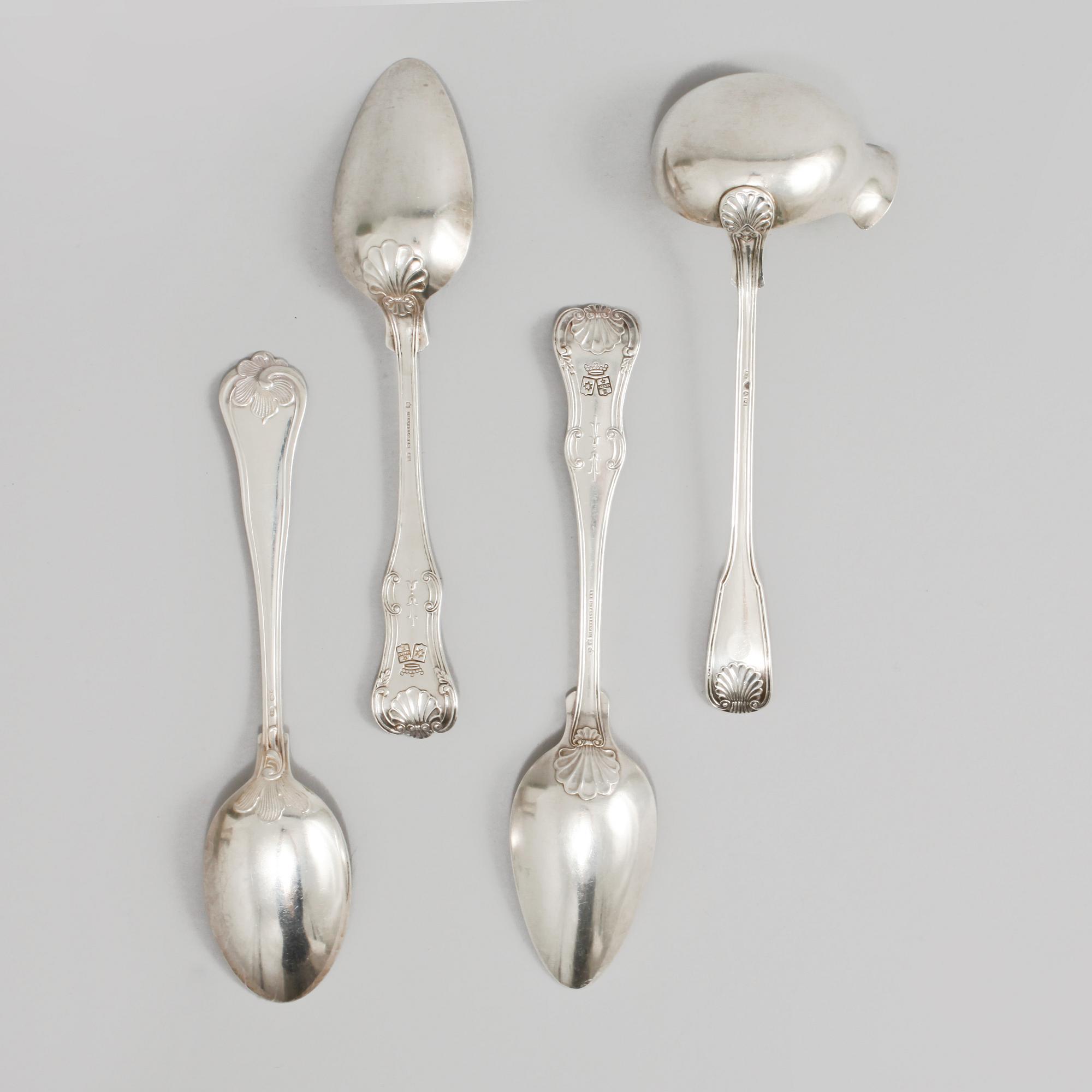 PARTI SILVER, 6 delar, Sverige samt svenska importstämplar, 1800-talets mitt- 1900-talets första hälft, vikt 760 gram.