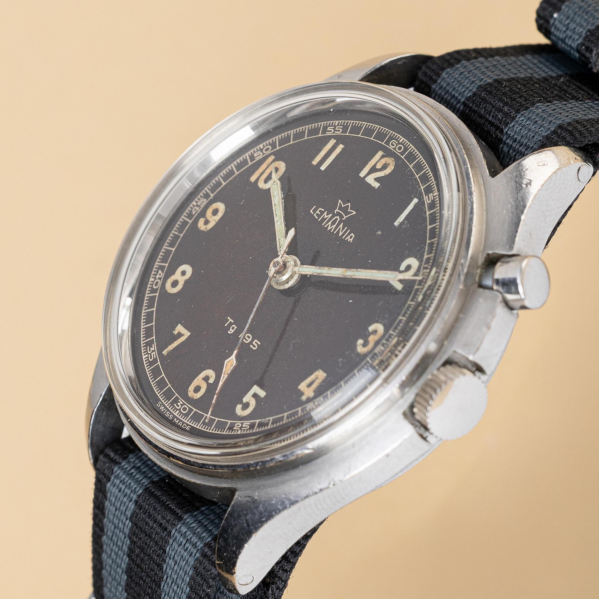 Lemania, Tg 195, "Tropical Dial", "Tre Kronor/Three crowns", ca 1954.