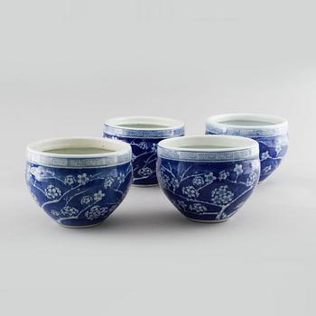 Four Chinese 20th century flower pots.