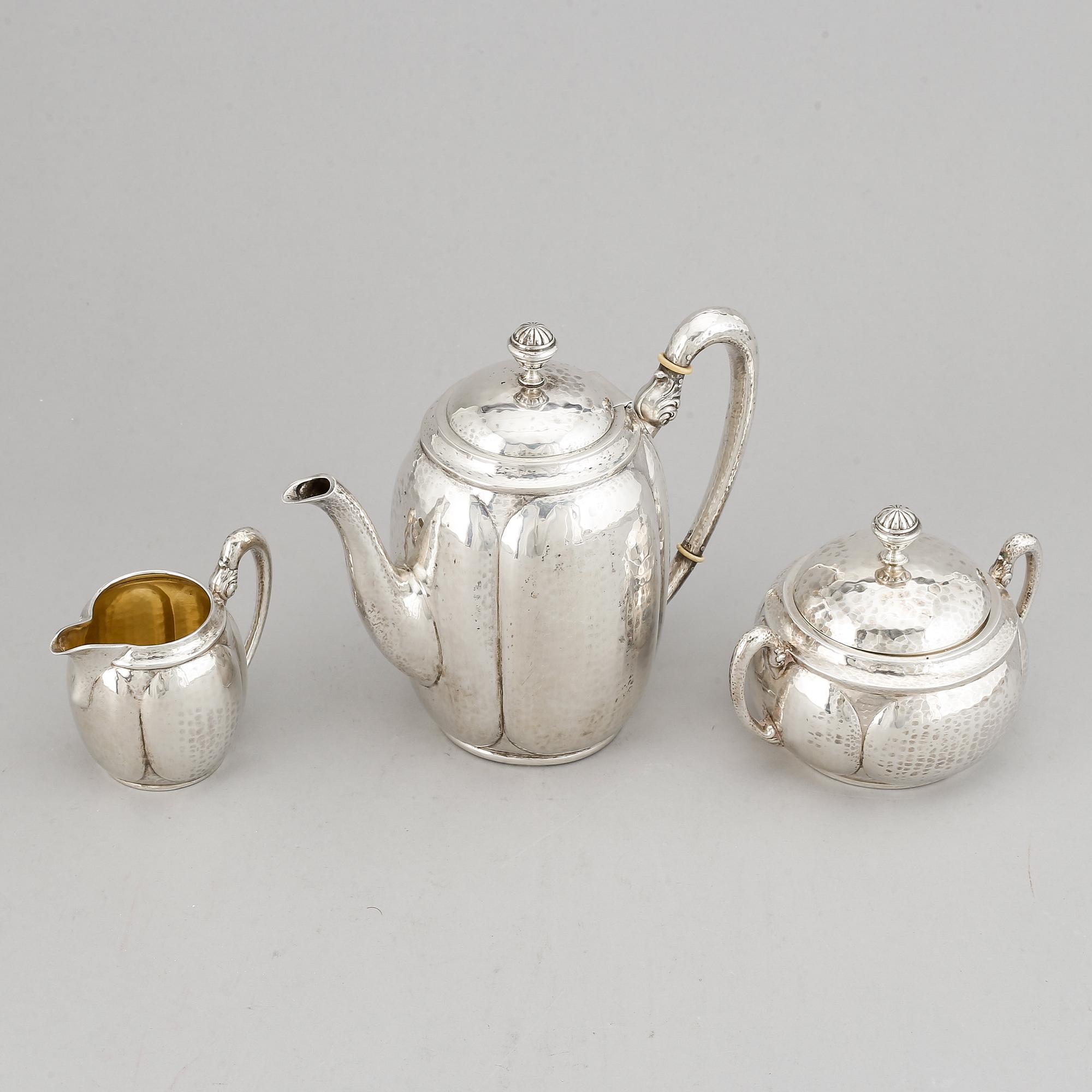 Claes E Andren, kaffeservis, 3 delar, silver. Göteborg 1921.