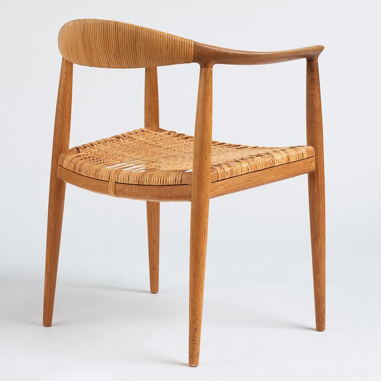 Hans J. Wegner, an oak and rattan 'The Chair', JH501, Johannes Hansen, Denmark.