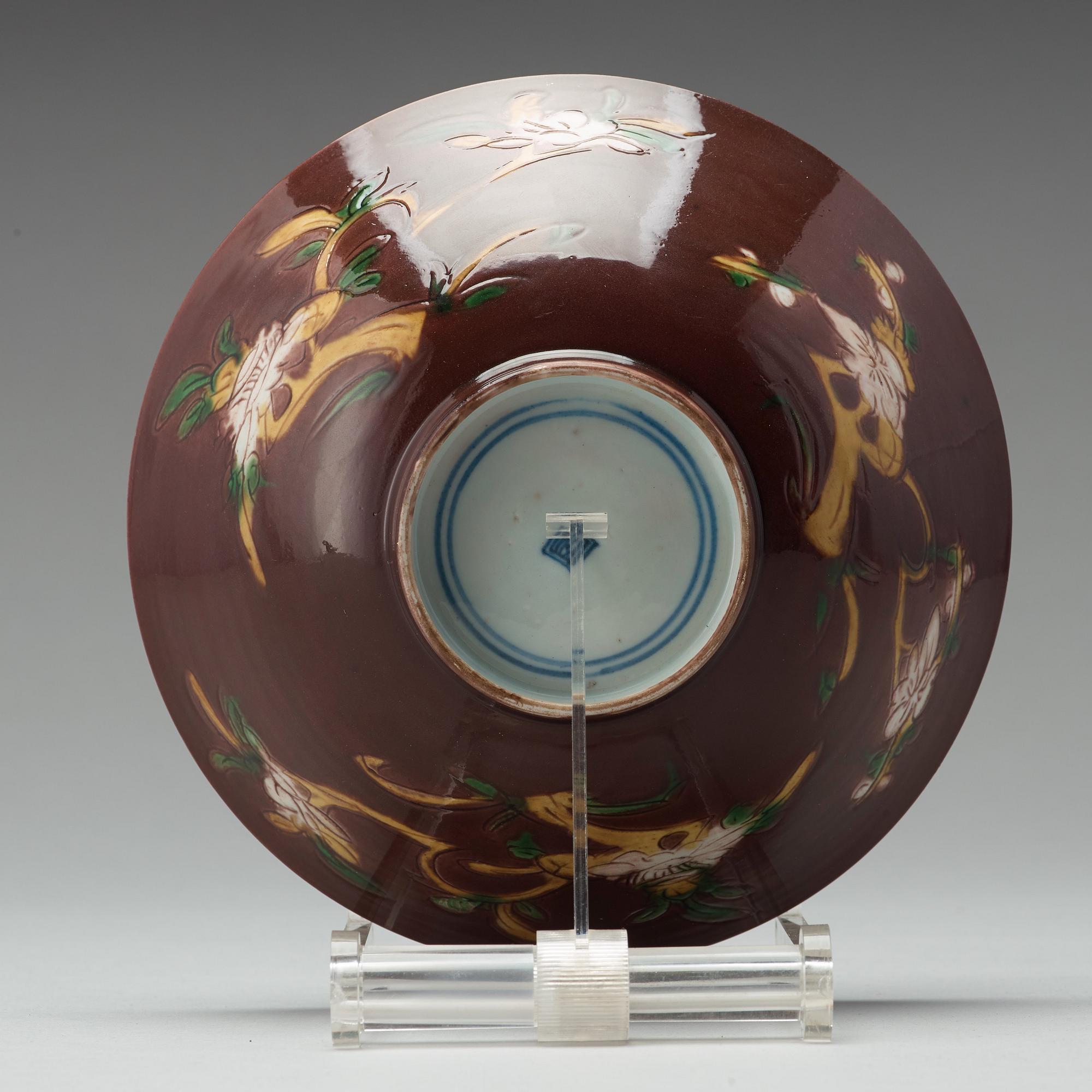 An aubergine coloured brinial bowl, Qing dynasty, Kangxi (1662-1722).