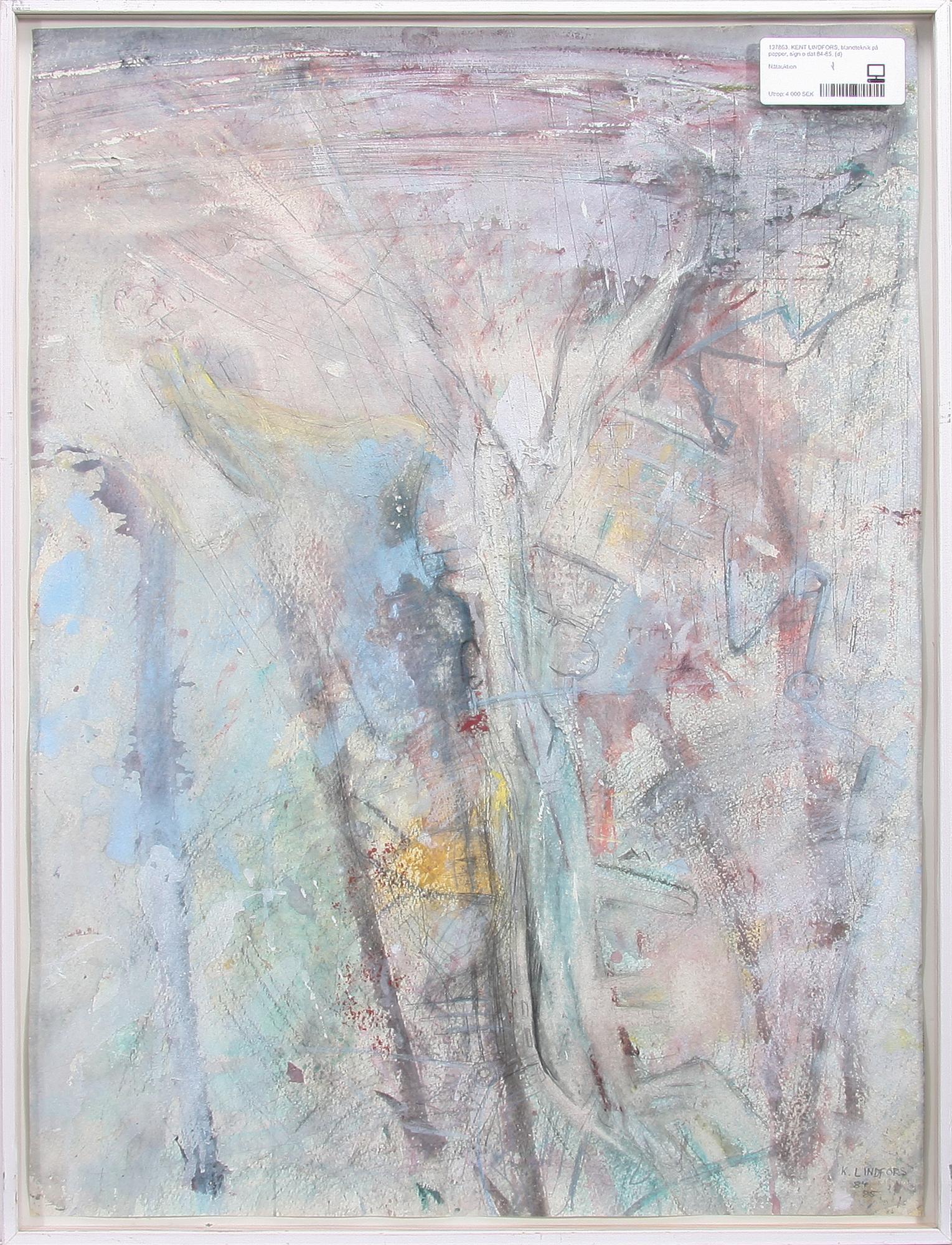 KENT LINDFORS, blandteknik på papper, sign o dat 84-85.