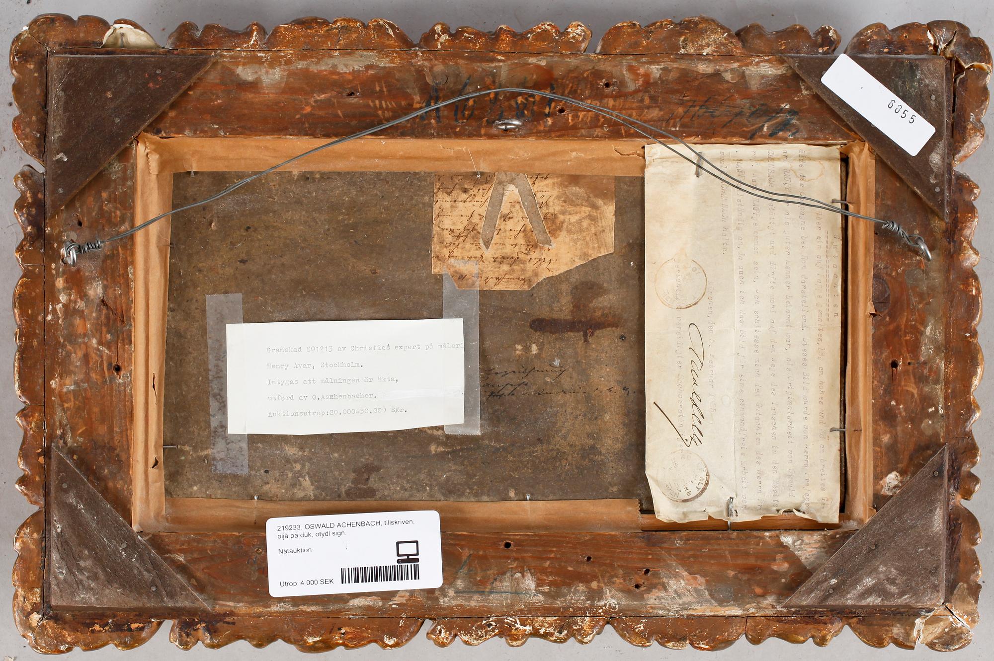 OSWALD ACHENBACH, tillskriven, olja på duk, otydl sign.