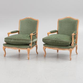 Armchairs, a pair, Rococo style, second half of the 20th century.