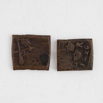 Gustav II Adolf, cuttings 2 pcs, 1 öre. 1625 and 1626.