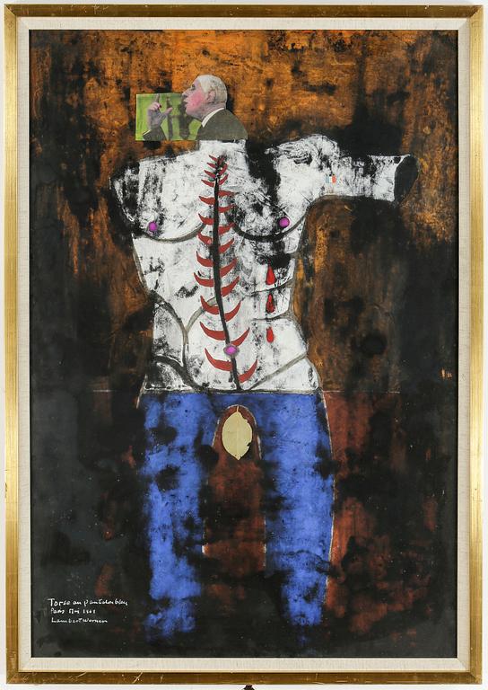 LAMBERT WERNER, "Torse au...", gouache med collage, signerad och daterad 1969.