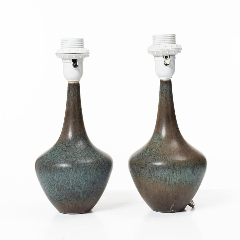 Gunnar Nylund, bordslampor, ett par, stengods, Rörstrand.