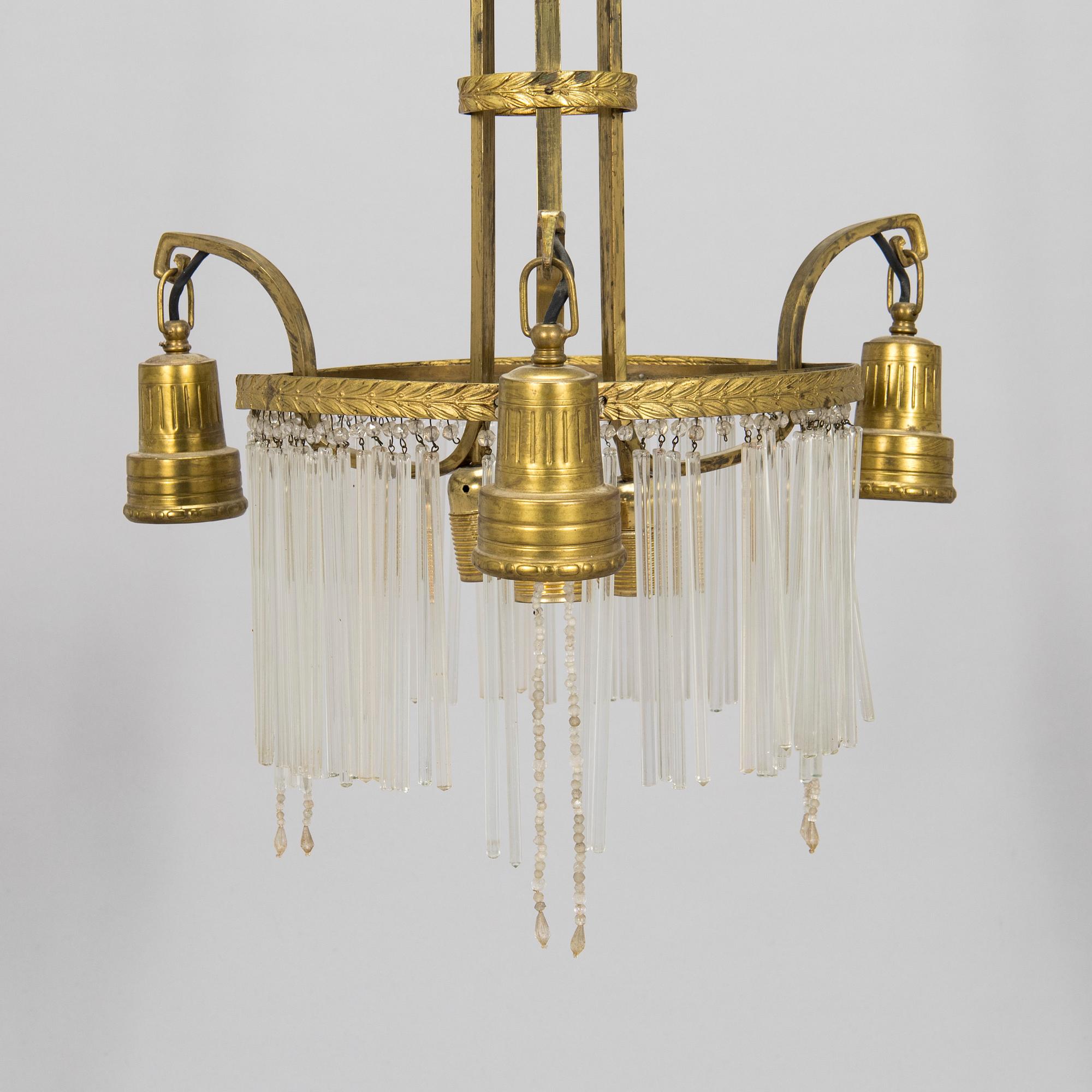 An Art Nouveau ceiling lamp, circa 1900.