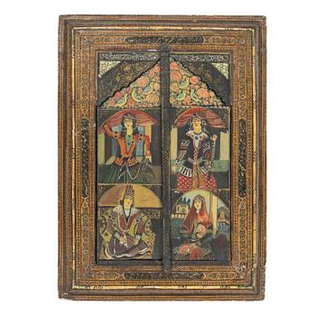 Spegel, Khatamkari och lack Persien, Qajardynastin, omkring år 1900.