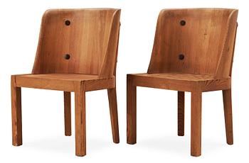 475. A pair of Axel-Einar Hjorth stained pine armchairs, 'Lovö', Nordiska Kompaniet, 1930's.