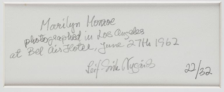 Leif-Erik Nygårds, "Marilyn Monroe photographed in Los Angeles at Bel Air Hotel, June 27th 1962".