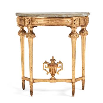 A Gustavian carved giltwood console table, late 18th Century.