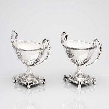 A pair of Gustavian silver sugarbowls, mark of Mikael Nyberg, Stockholm 1791.