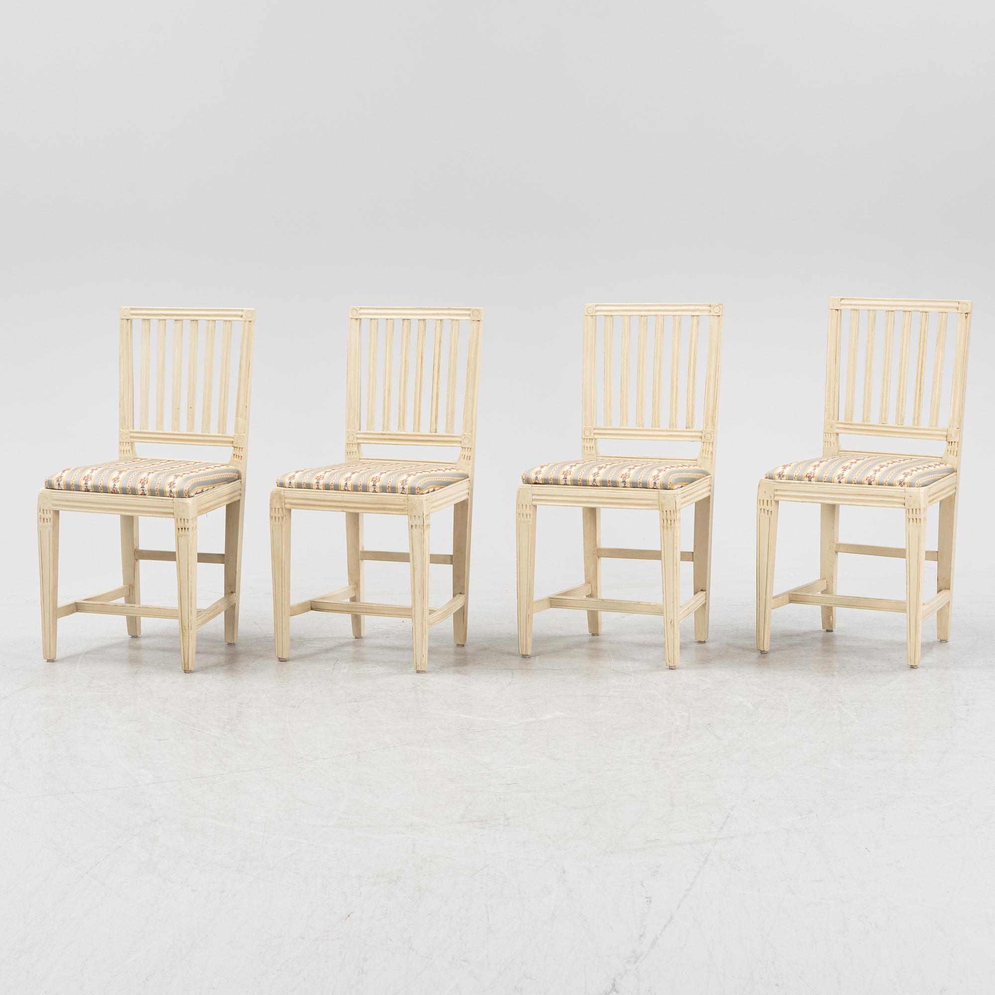 Stolar, 4 st, Sengustavianska, omkring 1800.