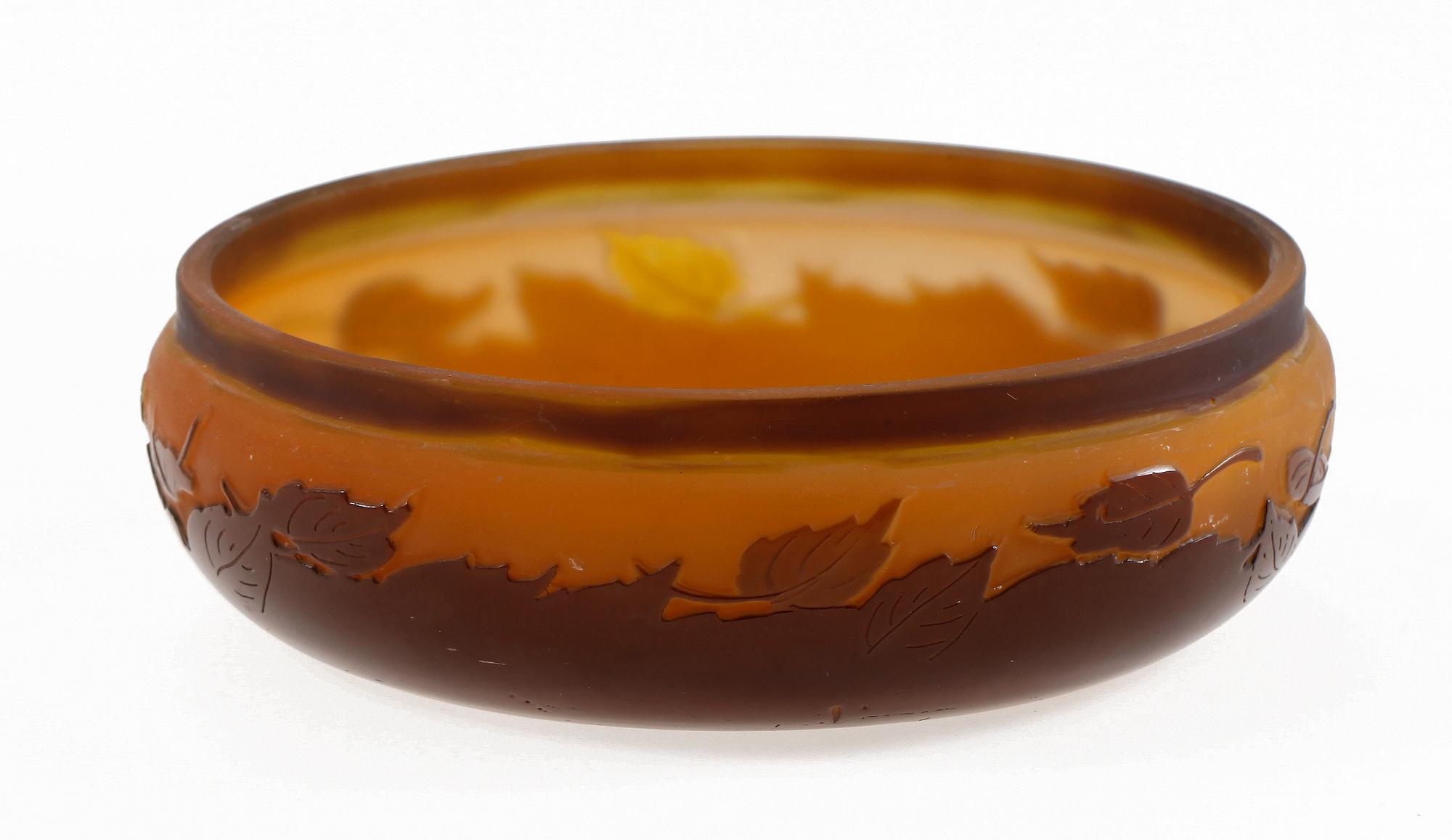 SKÅL, glas, överfång, Gallé Nancy. 1900-talets början.