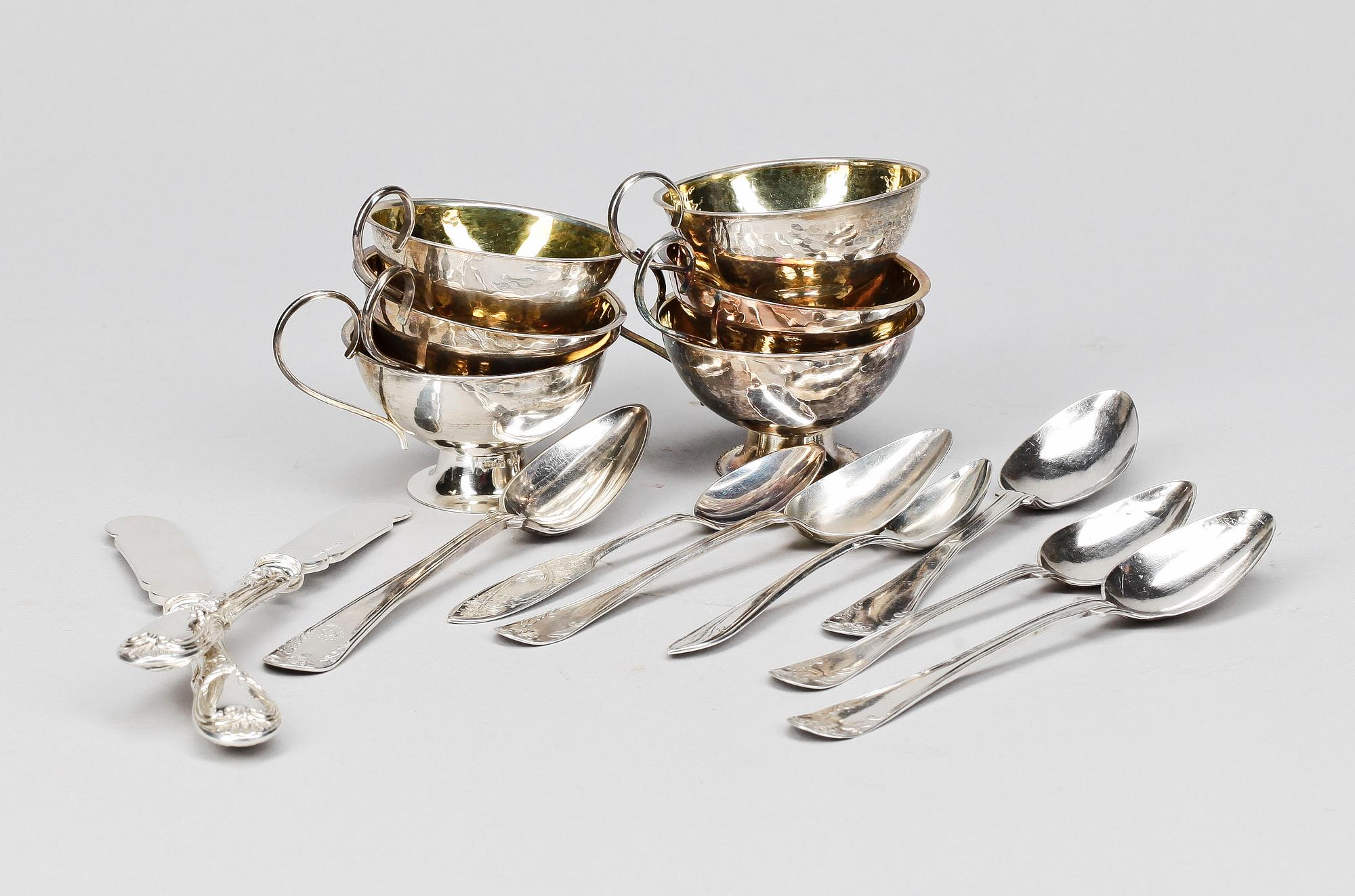 PARTI SILVER, 15 delar, GAB, Stockholm, 1900-tal. Tot vikt 392 g.