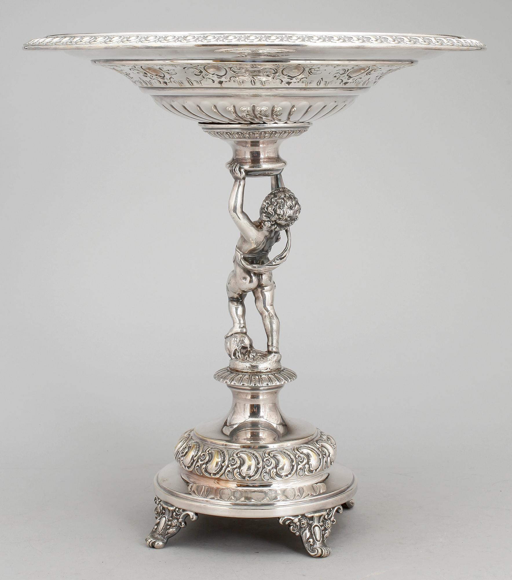 UPPSATSSKÅL, nysilver, WMF, rokokostil, 1900-talets första hälft.