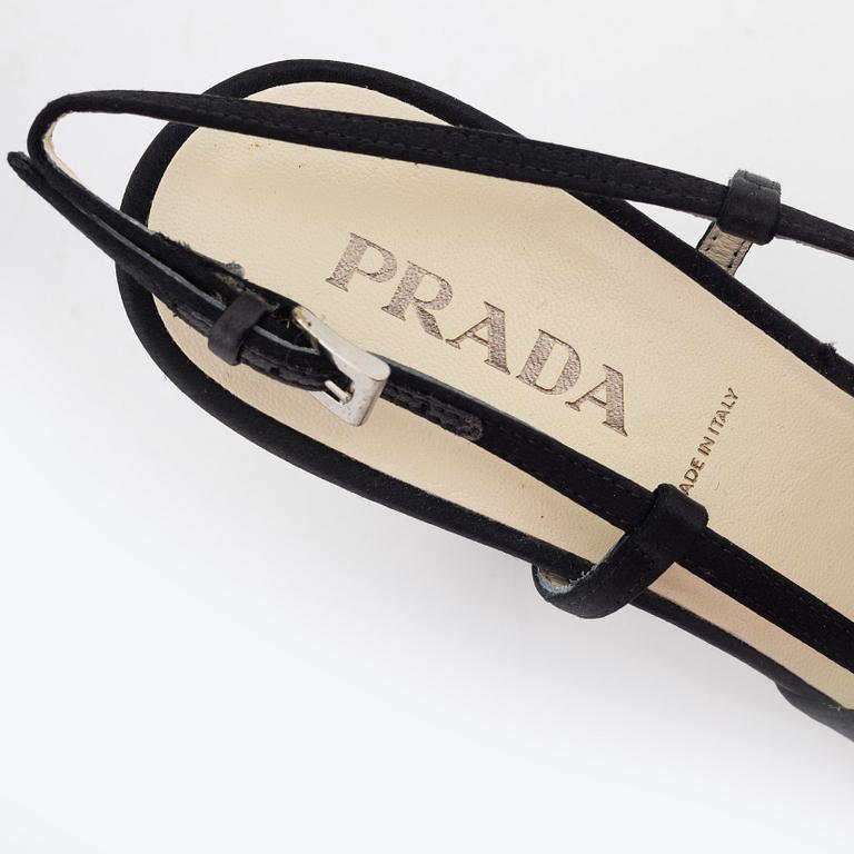 Prada, a pair of black silk pumps, size 36 1/2.