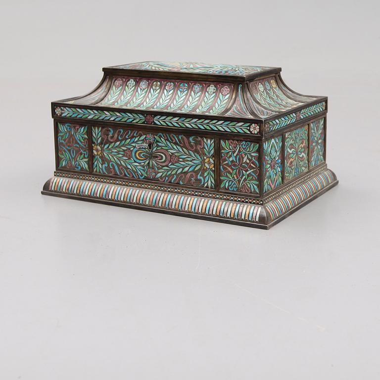 A Ferdinand Boberg Art Nouveau silver and enamel jewelry box, CG Hallberg, Stockholm 1909.