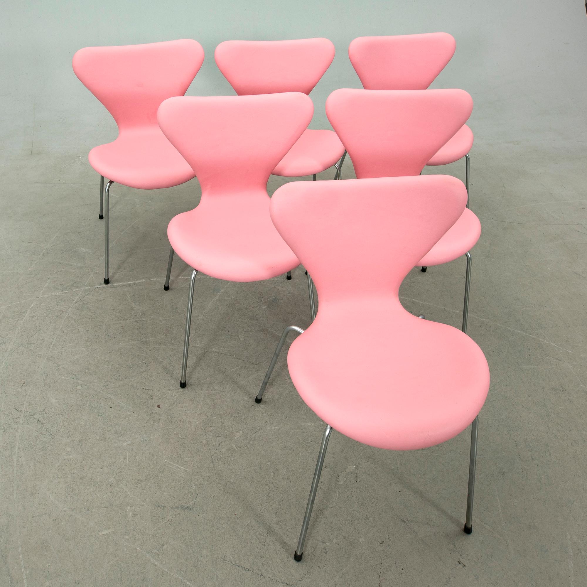 Arne Jacobsen, chairs 6 pcs "The Seven", Fritz Hansen Denmark.