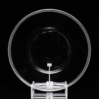 Edward Hald, an engraved glass bowl with plate, Orrefors, Sweden, 1926, model 305, engraved by Emil Goldmann.