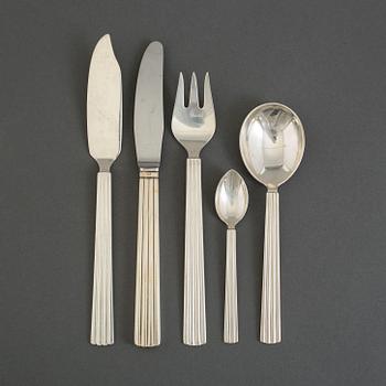 A 41 pcs 'Bernadotte' silver flatware service, Sigvard Bernadotte Georg Jensen, Denmark, 2nd half of the 20th century.