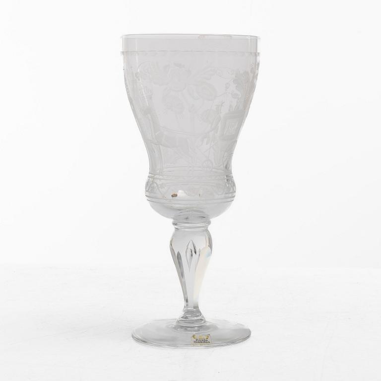 Vicke Lindstrand, a 23 piece "Dalecarlia" glass service, Kosta Boda.
