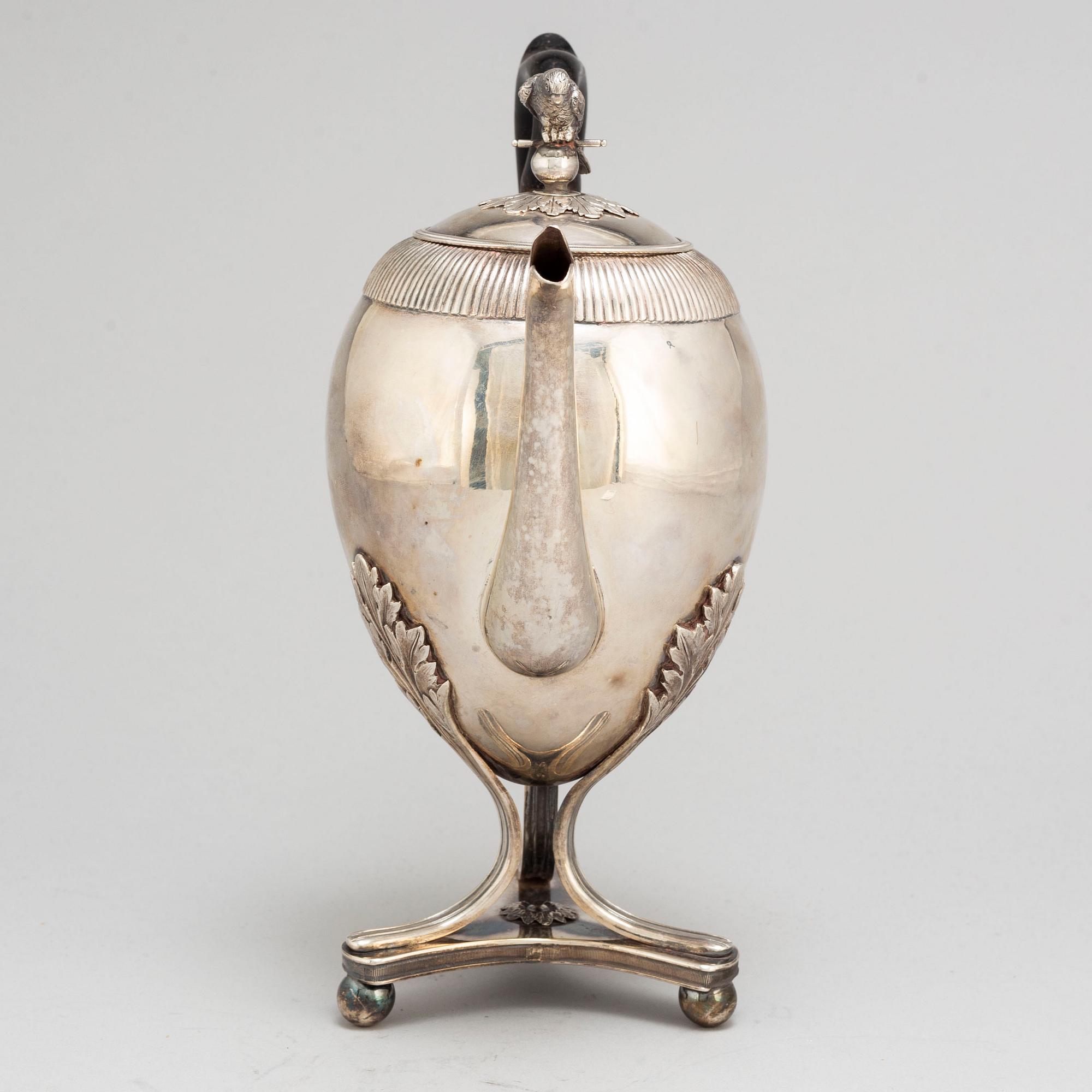JOHAN CARLSSON, kaffekanna, silver, empire, Norrköping, 1822.