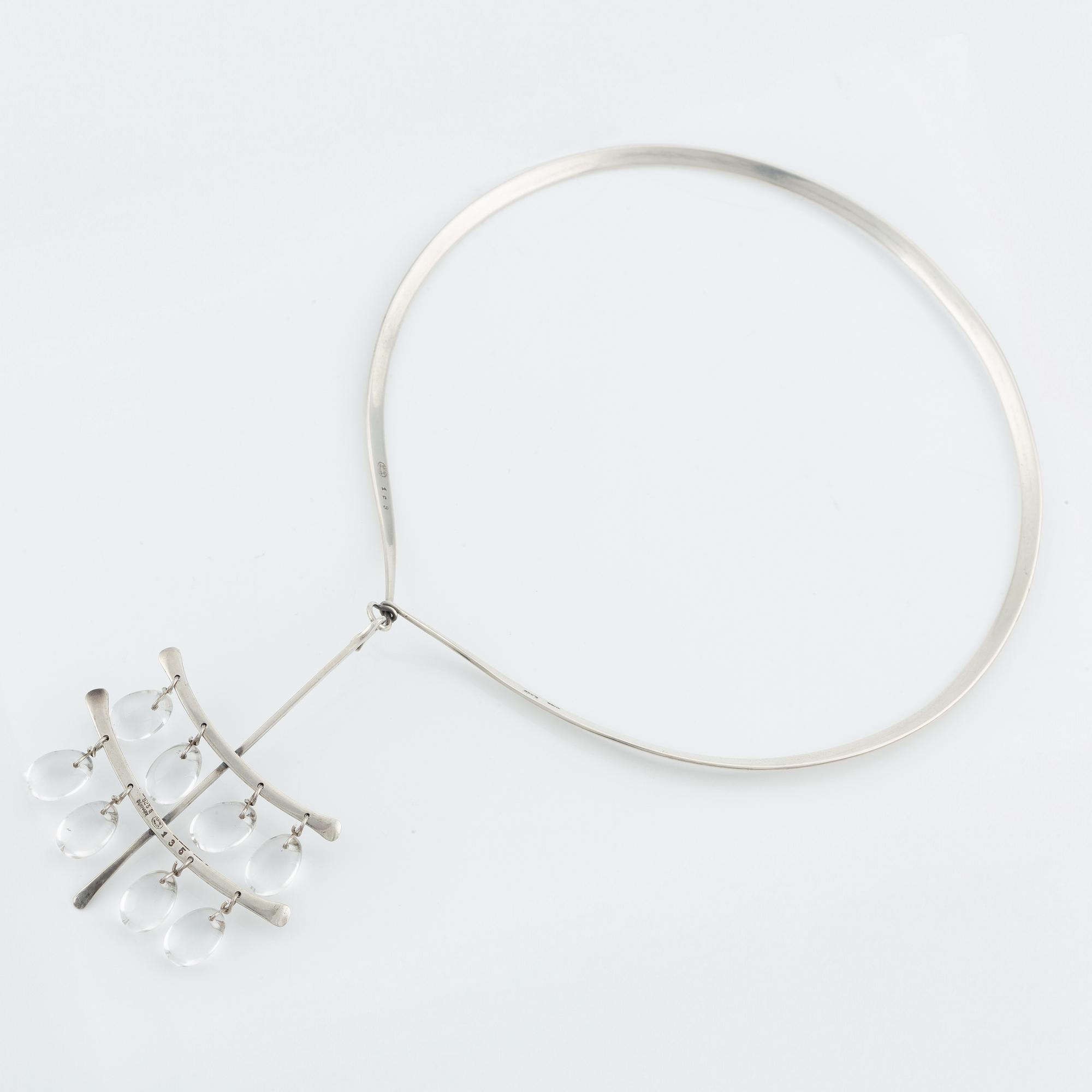 Vivianna Torun Bülow-Hübe, a necklace with a pendant, No. 169 and No. 135, sterling silver with rock crystal, for Georg.
