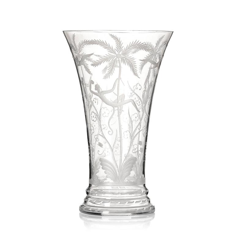 Edward Hald, an engraved glass vase 'Urskogen', Orrefors, Sweden, designed in 1923/24, executed in 1924.