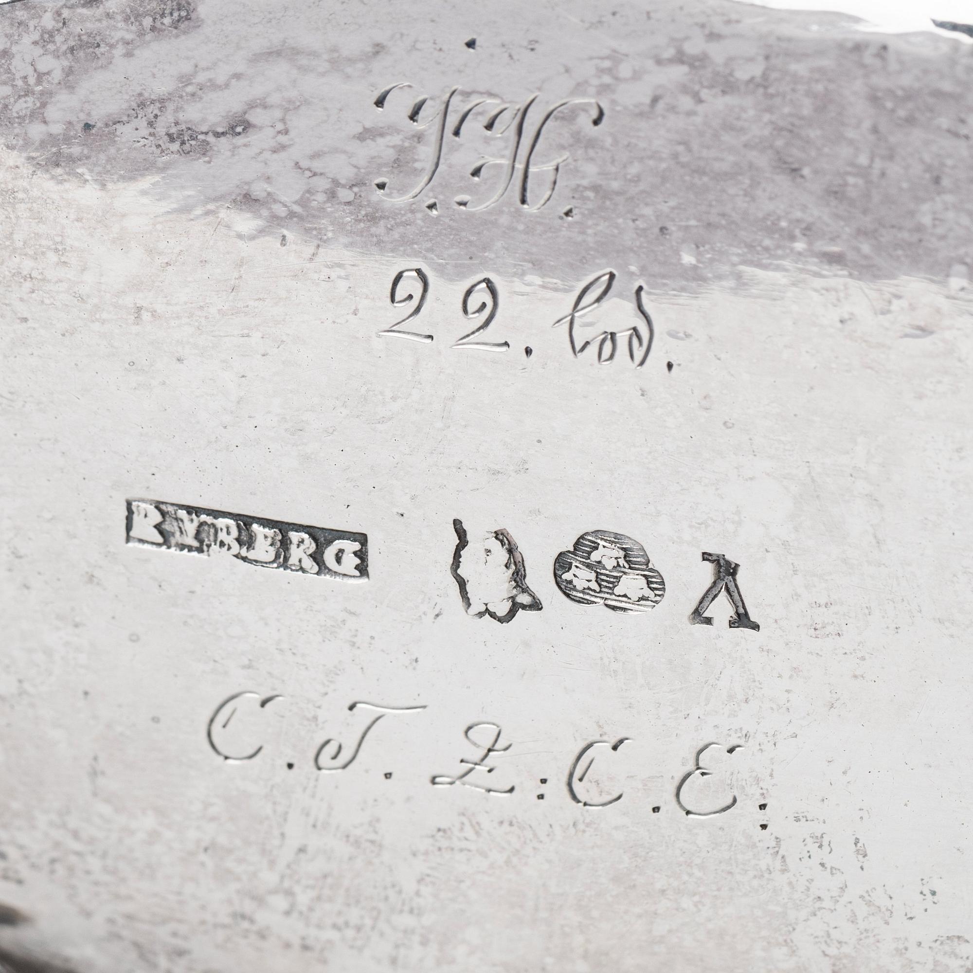 Simson Ryberg, konfektskål, silver, Stockholm 1781. Rokoko.