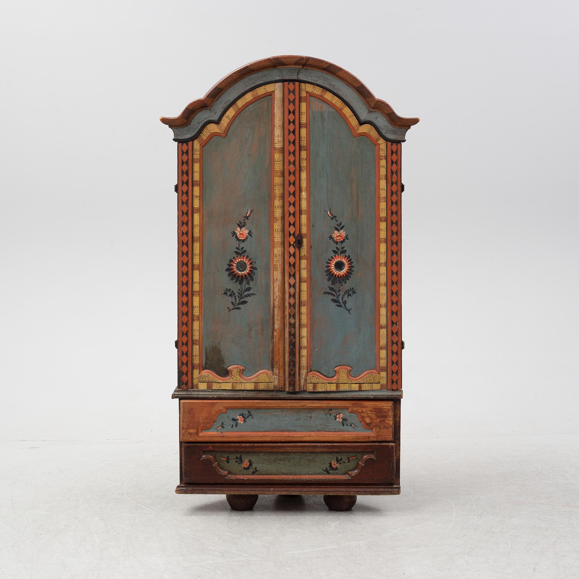 A Swedish provincial painted cabinet, 18th/19th Century.
